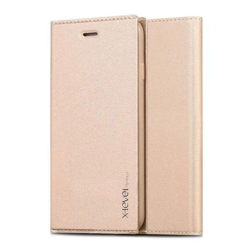 Etui Folio X-Level Pour Iphone Xs Coloris Gold Avec Rabat Articulé Fonction Sta