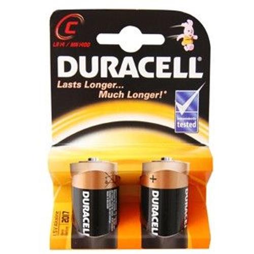 Pack de 2 piles Alcaline Duracell type C 1,5V (LR14)