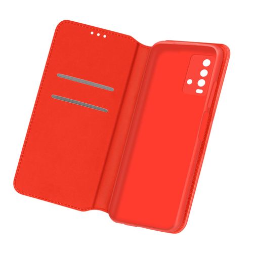 Étui Pour Xiaomi Redmi 9t Porte-Carte Support Vidéo Clapet Magnétique Rouge