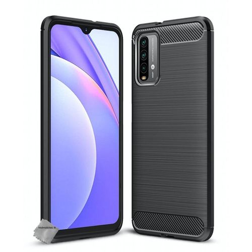 Housse Etui Coque Silicone Gel Carbone Pour Xiaomi Redmi 9t + Film Ecran - Noir