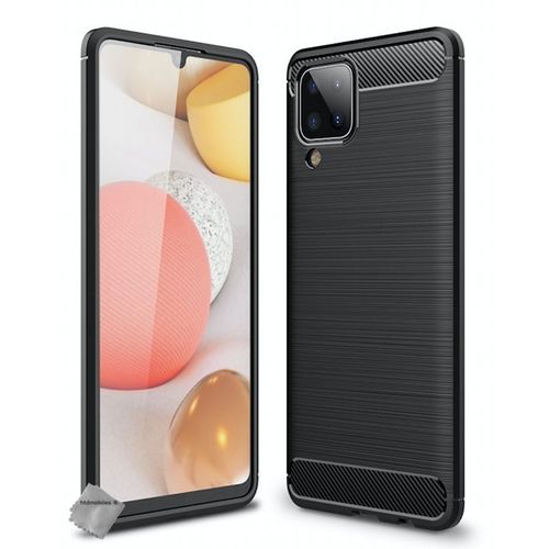 Housse Etui Coque Silicone Gel Carbone Pour Samsung Galaxy A12 / M12 + Verre Trempe - Noir