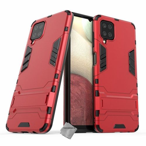 Housse Etui Coque Rigide Anti Choc Pour Samsung Galaxy A12 / M12 + Verre Trempe - Rouge