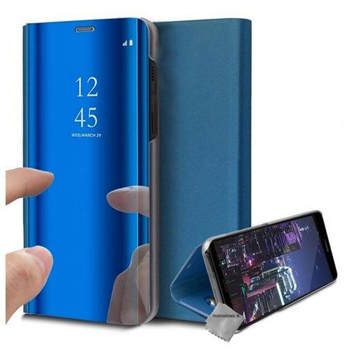 Housse Etui Coque Portefeuille Clear View Pour Samsung Galaxy S21 5g + Film Ecran - Bleu