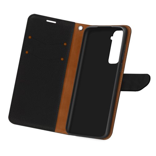 Housse Samsung Galaxy S21 Folio Portefeuille Support Vidéo Dragonne Noir
