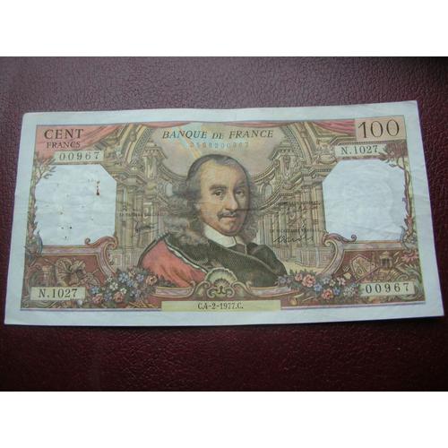 100 Francs Corneille Petit Numéro:00967 De 1977 État Sup Pas De Déchirure