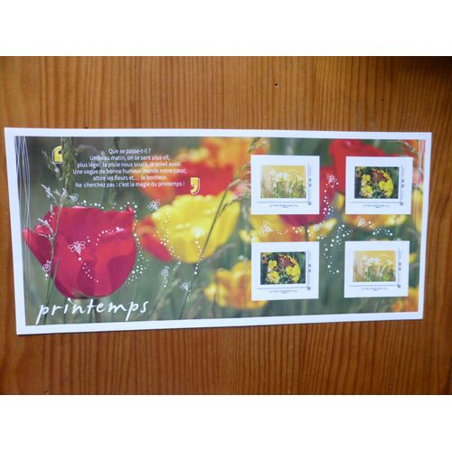 Collector De 4 Timbres Autocollants / Lettre Prioritaire / Thème: Printemps