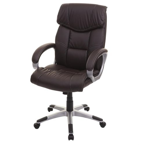 Chaise De Bureau Hwc-A71, Siège De Direction Pivotant, Simili Cuir   Café-Brun
