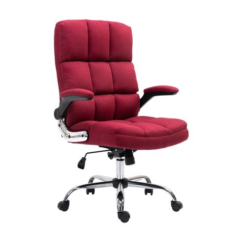 Chaise De Bureau Hwc-J21, Chaise De Bureau Pivotante, Réglable En Hauteur   Tissu/Textile Rouge-Vin