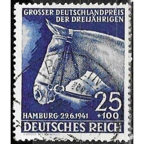 Allemagne, 3ème Reich 1941, Beau Timbre Yvert 703, Derby Hippique D'hambourg, Oblitéré, Tbe.