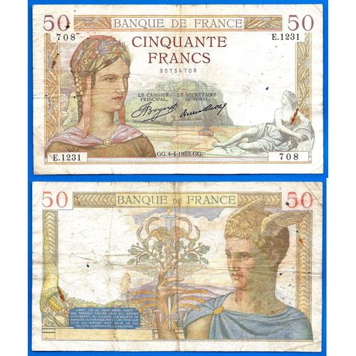 France 50 Francs 1936 Ceres Billet Franc Frs Frc Frcs