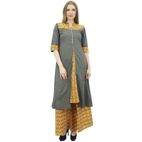 Phagun Vtements Indian Femmes Maroon A-Ligne Kurti Kurta Robe Palazzo-36