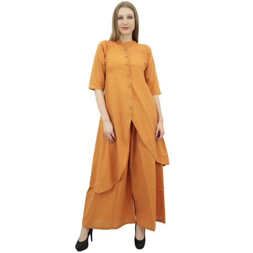 Phagun Solide Vtements Bleu Indien Asymtrique Kurta Kurti Avec Palazzo Pant-36