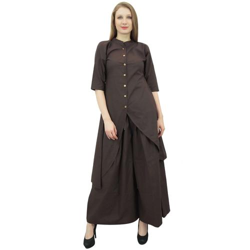 Phagun Solide Vtements Bleu Indien Asymtrique Kurta Kurti Avec Palazzo Pant-36