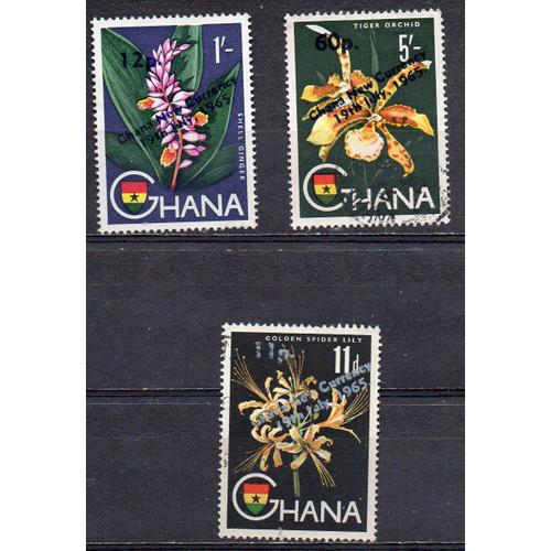 Ghana- Série De 3 Timbres Oblitérés- Flore