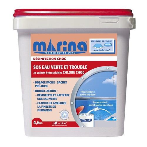 Marina Désinfection Choc - SOS eau verte et trouble Sachets hydrosoluble Chlore choc 4,6kg