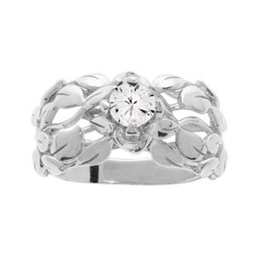 Bague Argent Rhodié Oxyde Blanc Et Arbre De Vie