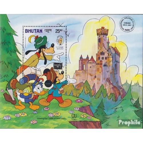 Bhoutan Bloc 129 (Complète Edition) Neuf Avec Gomme Originale 1985 Walt Disney Personnages