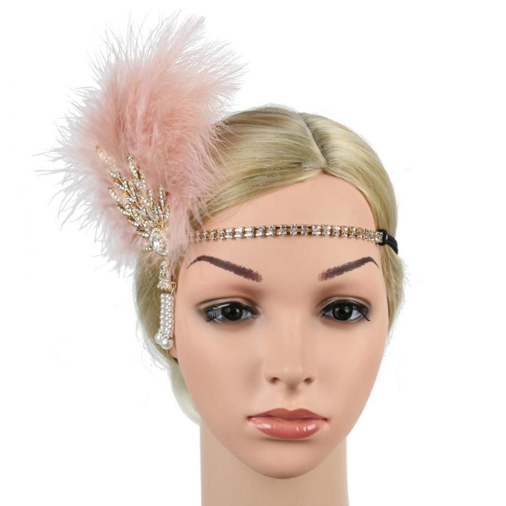 chiwanji Bandeau Headband Cristal 1920s Bandeau Plume Flapper Accessoires Charleston Bandeau Année 20 Vintage Partie à Thème 