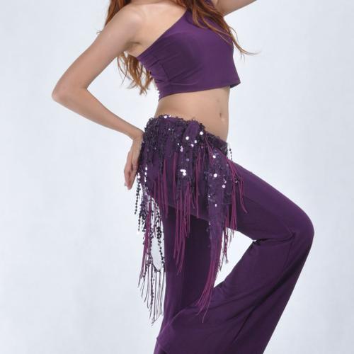 Brillantes Costume Danse Ventre Femme Triangle Ceinture Jupe Foulard Avec  Glands pour Performance Danse Ventre Cours Danse Gypsy Violet