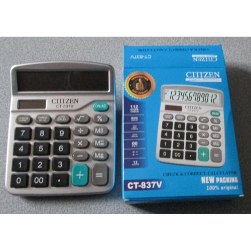 Calculatrice 12 chiffres Citizen CT-837V-solaire et à piles-coloris gris argent et noir
