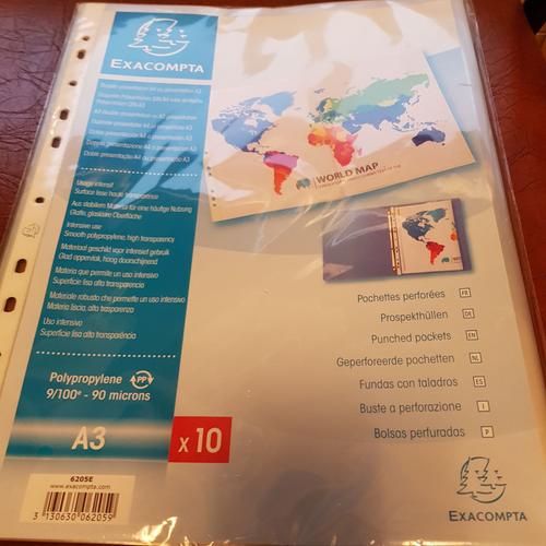 Sachet De 10 Pochettes Perforées Exacompta Double Présentation A4 Ou A3 Réf 6205e