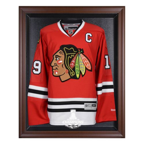 Vitrine De Présentation De Maillot Encadré En Acajou Des Champions De La Coupe Stanley Des Blackhawks De Chicago 2015