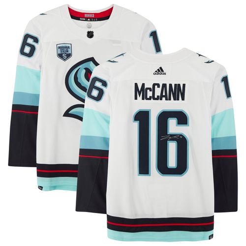 Jared Mccann Seattle Kraken Maillot Adidas Blanc Autographié Authentique Avec Patch De Maillot De La Saison Inaugurale