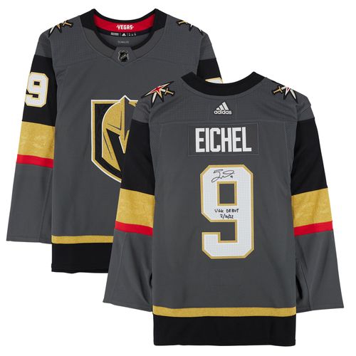 Jack Eichel Grey Vegas Golden Knights Maillot Adidas Authentique Dédicacé Avec Inscription « Vgk Debut 2/16/22 »