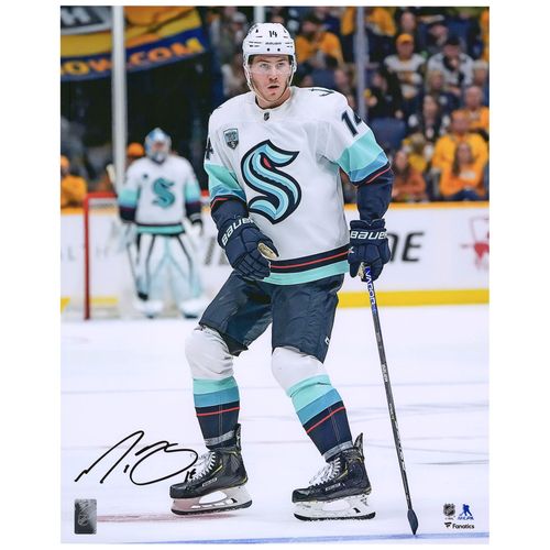 Nathan Bastian Seattle Kraken Dédicacé 16'' X 20'' Photographie Verticale En Jersey Blanc