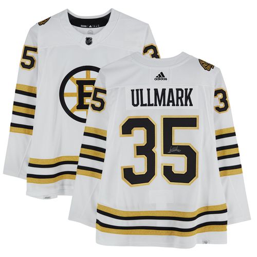 Linus Ullmark Boston Bruins Maillot Authentique Adidas Blanc Autographié 2023-24 Avec Patch 100e Anniversaire