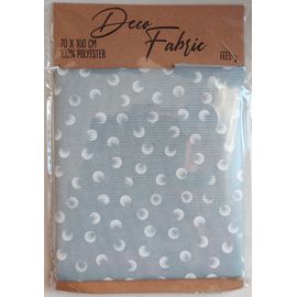 Coupon Tissu Ronds Blancs Fond Gris Argent - 100% Polyester - 70x100cm