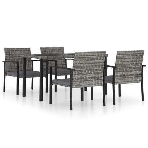 Vidaxl Ensemble De Salle À Manger De Jardin 5 Pcs Résine Tressée Gris