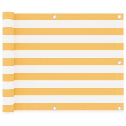 Vidaxl Écran De Balcon Blanc Et Jaune 75x300 Cm Tissu Oxford