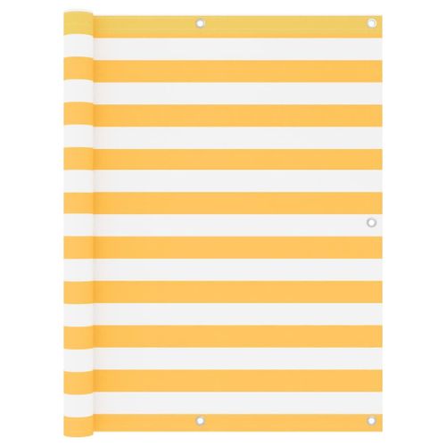 Vidaxl Écran De Balcon Blanc Et Jaune 120x500 Cm Tissu Oxford