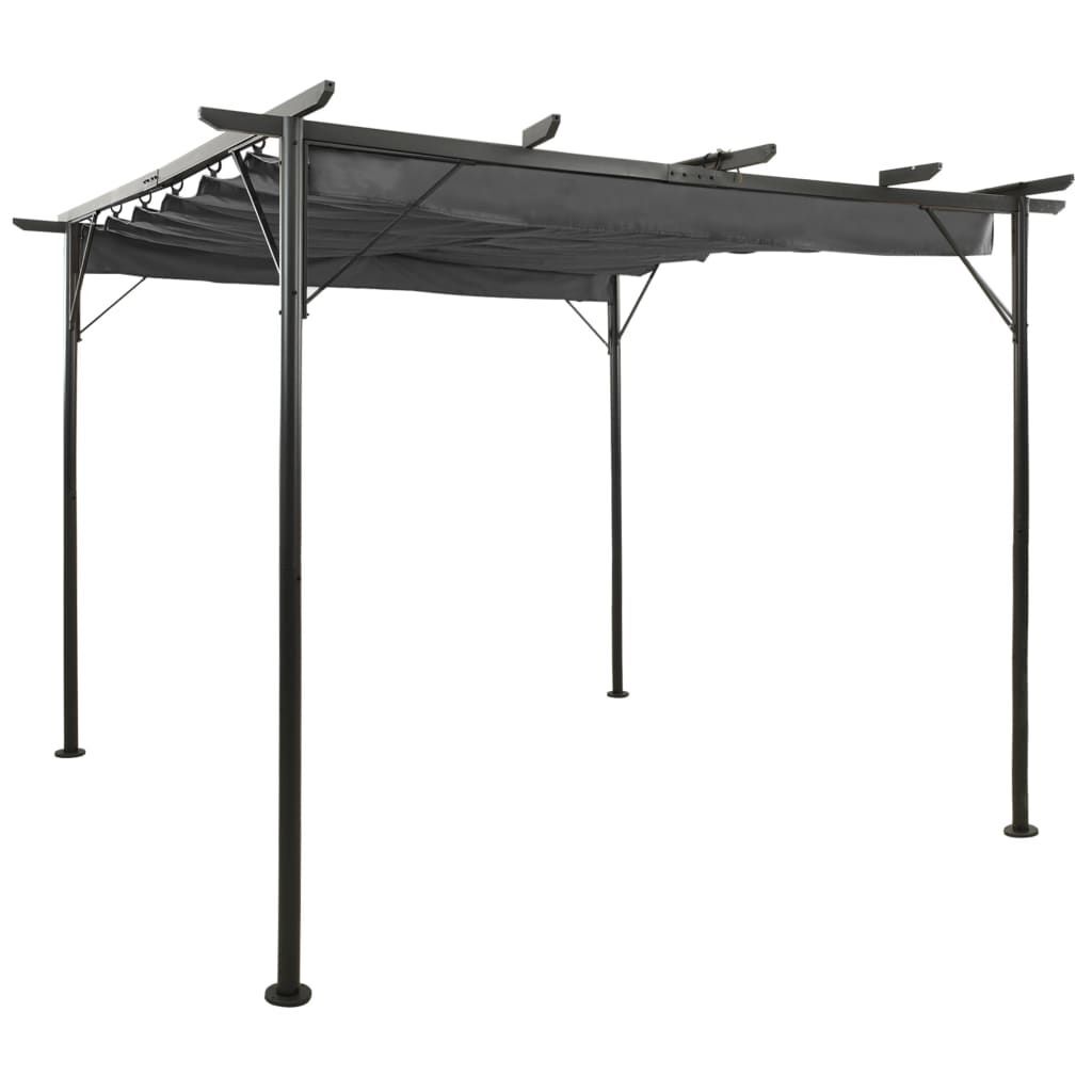 Vidaxl Pergola Avec Toit Rétractable Anthracite 3x3 M Acier 180 G/M²