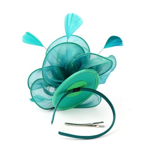 Hellery Chapeau De Mariage Fascinator Femmes Plume Fleur Bande De Cheveux église Partie Coiffe 