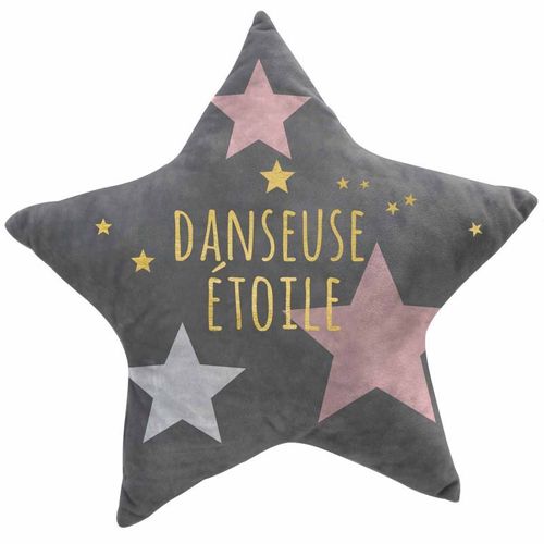 Coussin Enfant "Danseuse Étoile" 42x42cm Gris