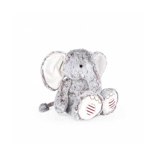 Peluche Elephant Gris Et Rouge 25cm