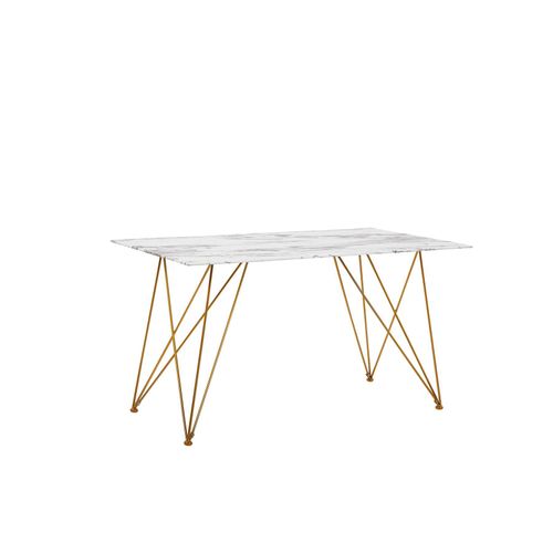 Table De Repas Kenton Effet Marbre Blanc