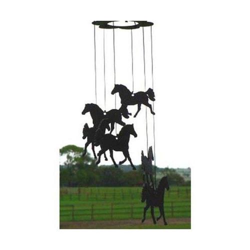 Carillon A Vent Decore De Six Silhouettes De Cheval