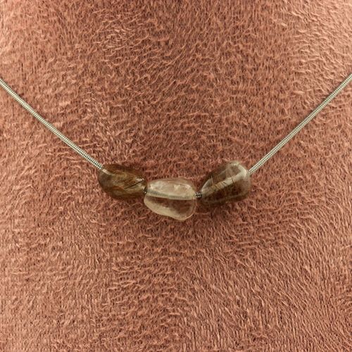 Collier 3 Perles Super Seven (Melody's Stone) Du Brésil Chaine En Collier Femmes, Hommes. Taille Personnalisable.