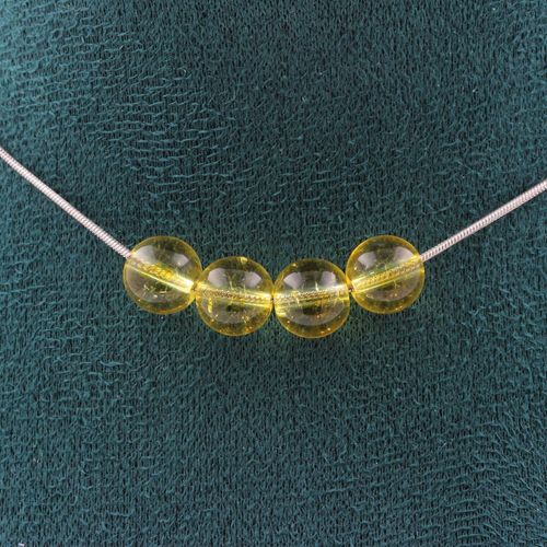 Collier 4 Perles Citrine 8 Mm. Chaine En Acier Inoxydable Collier Femmes, Hommes. Taille Personnalisable.