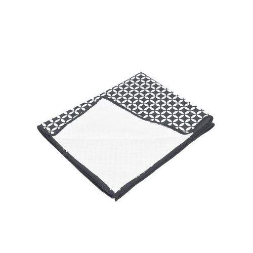 Paris Prix - Torchon De Cuisine "Geoflower" 40x40cm Gris & Blanc