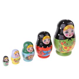 Kit 5pcs Filles Poupées Russes en Bois Matryoshka Dolls Jouets Enfant Cadeau 