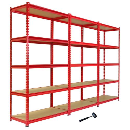 Monster Racking - 3 Rayonnages Z-Rax En Acier Sans Boulons Rouges 90cm X 183cm X 45cm