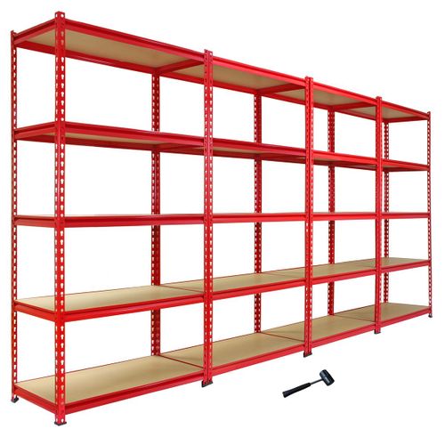 Monster Racking - 4 Rayonnages Z-Rax En Acier Sans Boulons Rouges 90cm X 183cm X 45cm