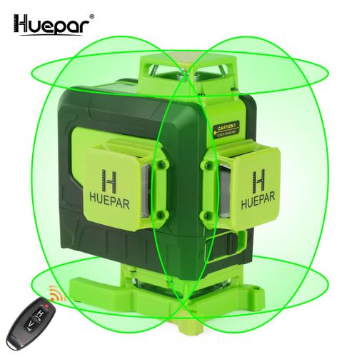 Huepar 16 Lignes Niveau Laser 4D Ligne Croisée Ligne de Faisceau Vert Batterie Li-ion Télécommande Multifonctionnel Pour Carrelage-904DG