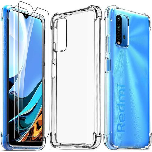 Coque Redmi 9t Xiaomi + 2 Vitres Verre Trempé Silicone