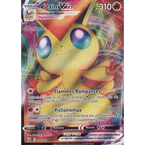 Carte Pokemon - Victini Vmax - 022/163 - Ultra-Rare En Full Art - Épée Et Bouclier 5 - Styles De Combat