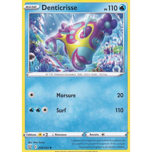 Carte Pokemon - Denticrisse - 043/163 - Épée Et Bouclier 5 - Styles De Combat - Eb5 - Vf